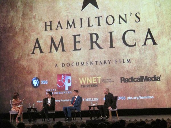 Gayle King, Lin-Manuel Miranda, Alex Horwitz and Ron Chernow